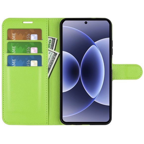 Xiaomi 17 EIDERWOOD Litchi Tekstur Kunstlæder Flip Cover m. Kortholder - Grøn