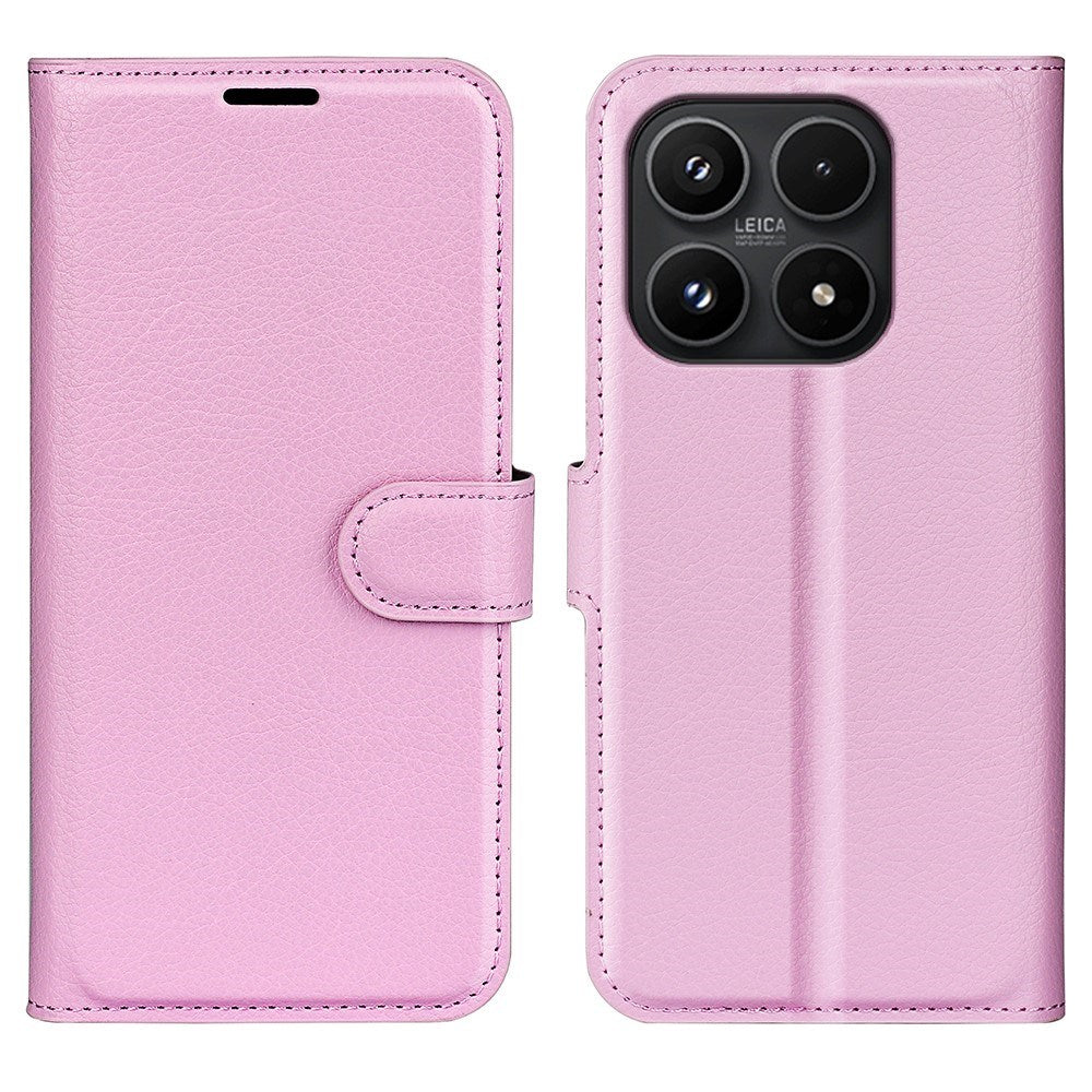 Xiaomi 17 EIDERWOOD Litchi Tekstur Kunstlæder Flip Cover m. Kortholder - Lyserød