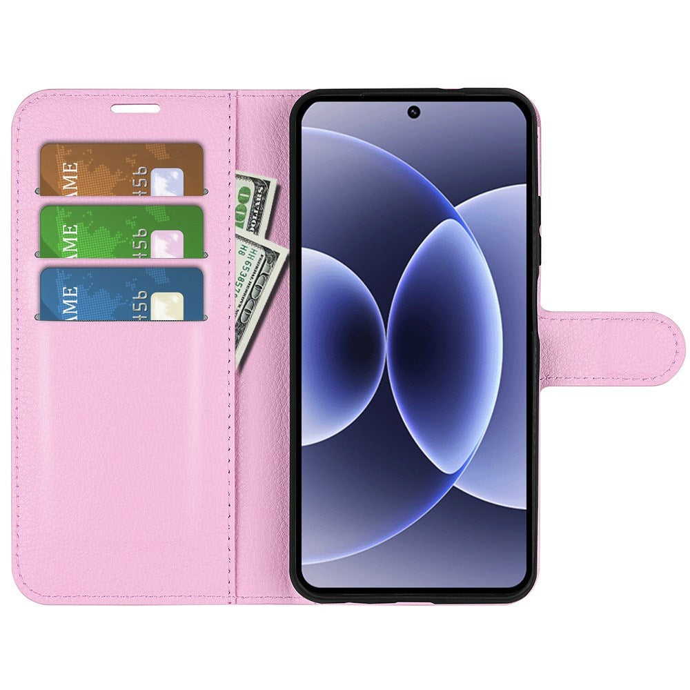 Xiaomi 17 EIDERWOOD Litchi Tekstur Kunstlæder Flip Cover m. Kortholder - Lyserød