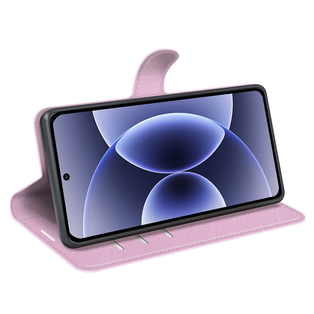 Xiaomi 17 EIDERWOOD Litchi Tekstur Kunstlæder Flip Cover m. Kortholder - Lyserød