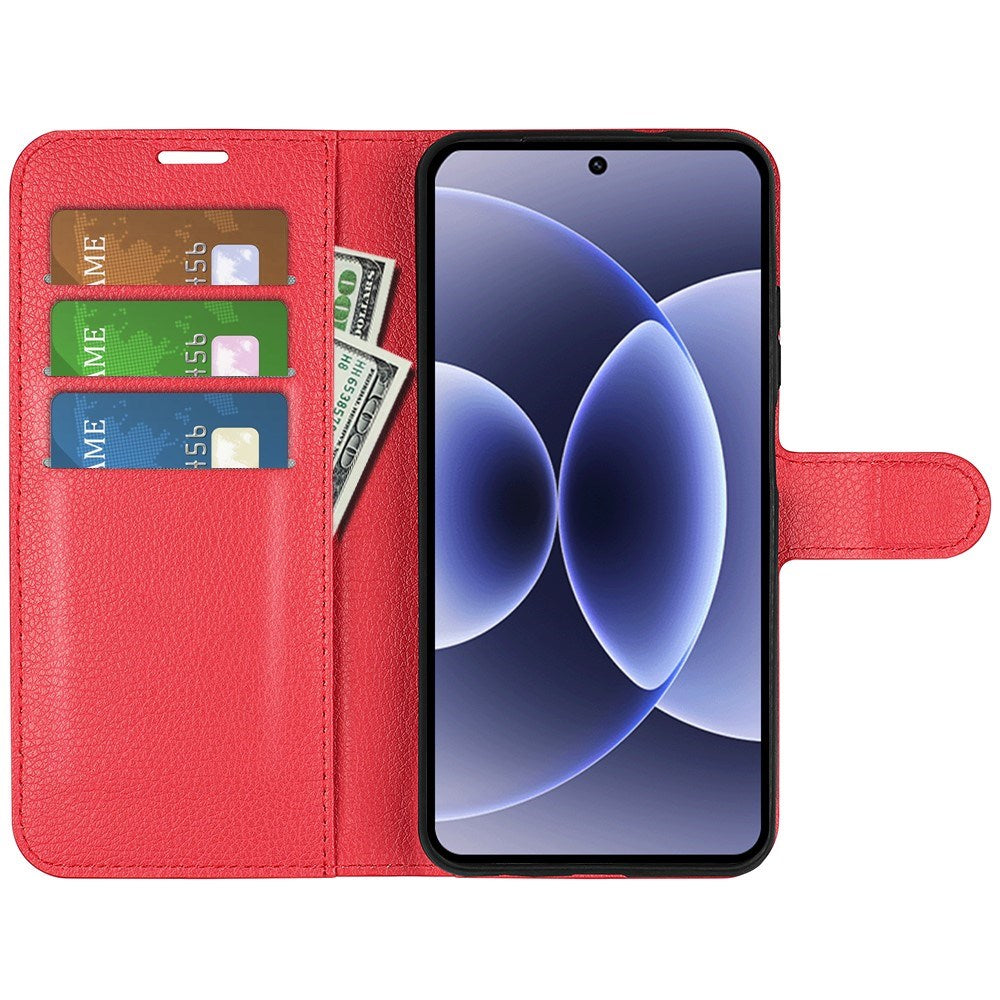 Xiaomi 17 EIDERWOOD Litchi Tekstur Kunstlæder Flip Cover m. Kortholder - Rød