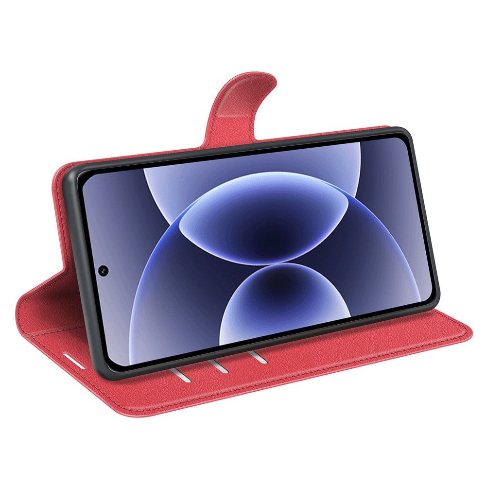 Xiaomi 17 EIDERWOOD Litchi Tekstur Kunstlæder Flip Cover m. Kortholder - Rød