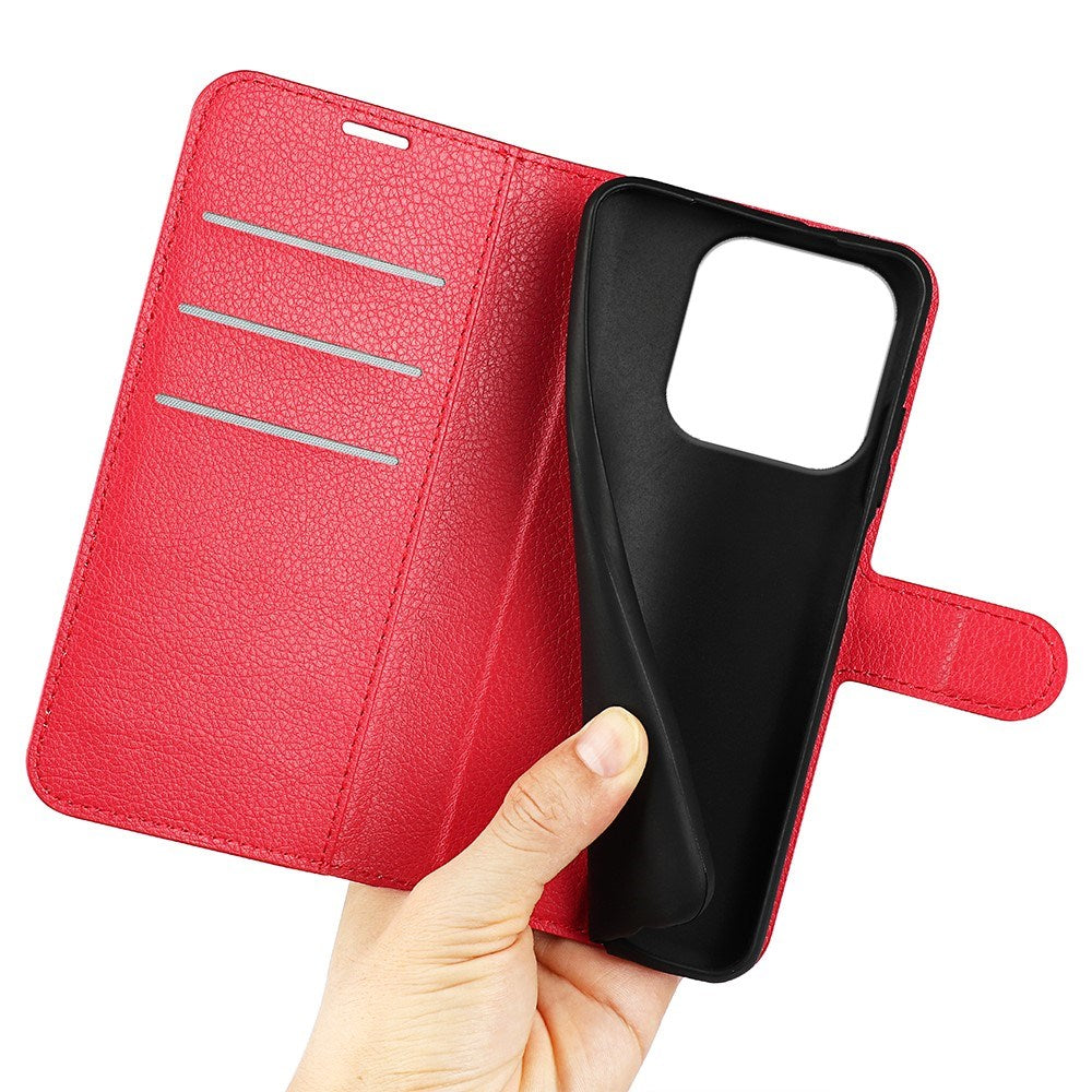 Xiaomi 17 EIDERWOOD Litchi Tekstur Kunstlæder Flip Cover m. Kortholder - Rød
