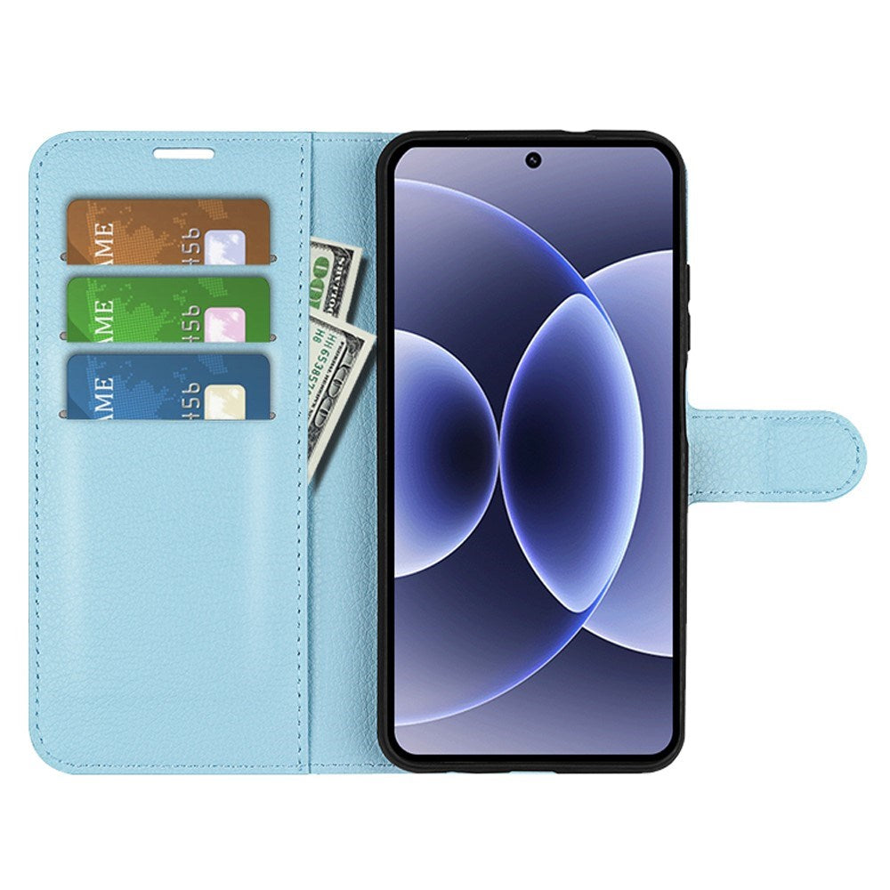Xiaomi 17 EIDERWOOD Litchi Tekstur Kunstlæder Flip Cover m. Kortholder - Blå