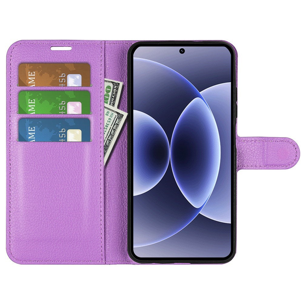 Xiaomi 17 EIDERWOOD Litchi Tekstur Kunstlæder Flip Cover m. Kortholder - Lilla