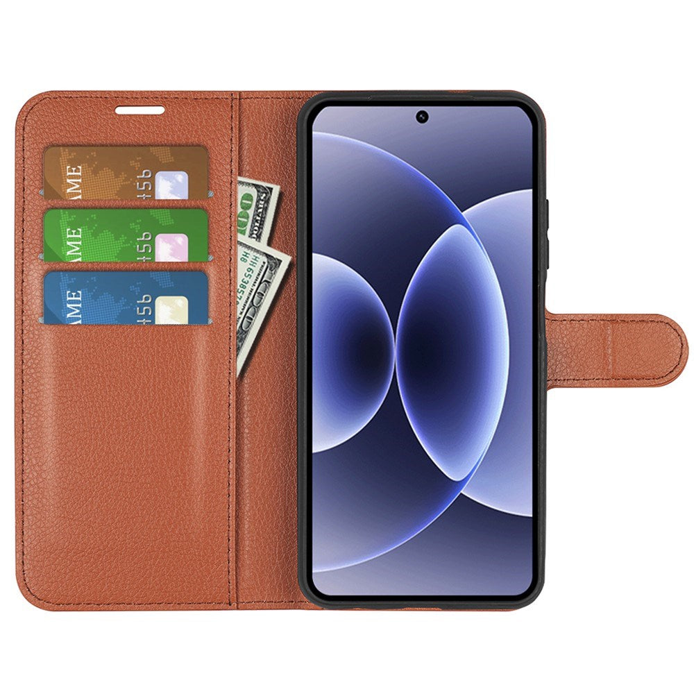 Xiaomi 17 EIDERWOOD Litchi Tekstur Kunstlæder Flip Cover m. Kortholder - Brun