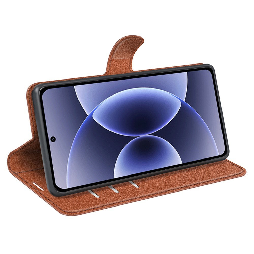 Xiaomi 17 EIDERWOOD Litchi Tekstur Kunstlæder Flip Cover m. Kortholder - Brun