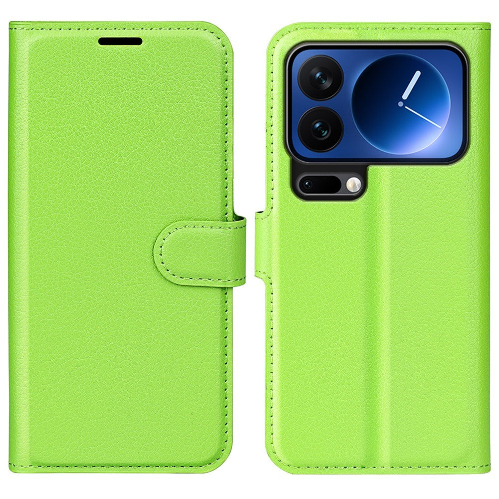 Xiaomi 17 Pro AMORUS Litchi Tekstur Kunstlæder Flip Cover m. Kortholder - Grøn