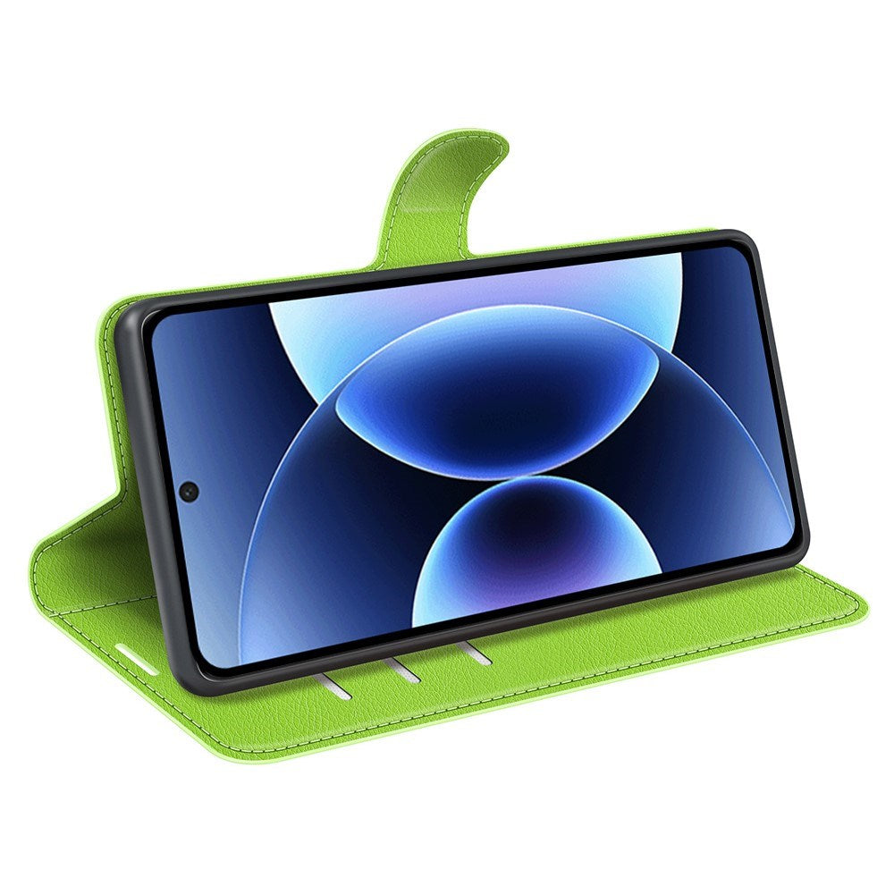 Xiaomi 17 Pro AMORUS Litchi Tekstur Kunstlæder Flip Cover m. Kortholder - Grøn