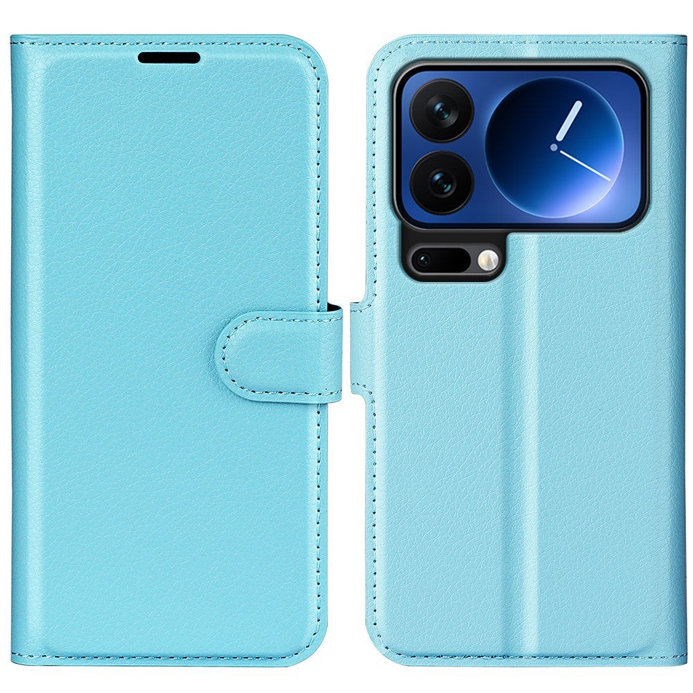 Xiaomi 17 Pro AMORUS Litchi Tekstur Kunstlæder Flip Cover m. Kortholder - Blå