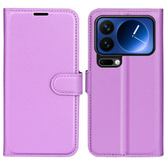 Xiaomi 17 Pro AMORUS Litchi Tekstur Kunstlæder Flip Cover m. Kortholder - Lilla
