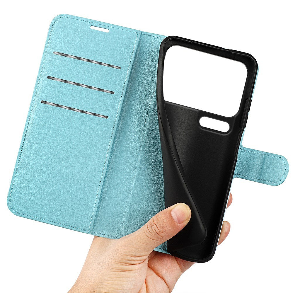 Xiaomi 17 Pro Max AMORUS Litchi Tekstur Kunstlæder Flip Cover m. Kortholder - Blå