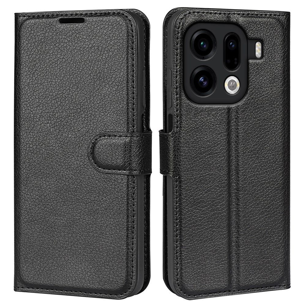 EIDERWOOD OPPO Find X9 Pro Kunstlæder Flip Cover m. Kortholder & Ståfunktion - Sort
