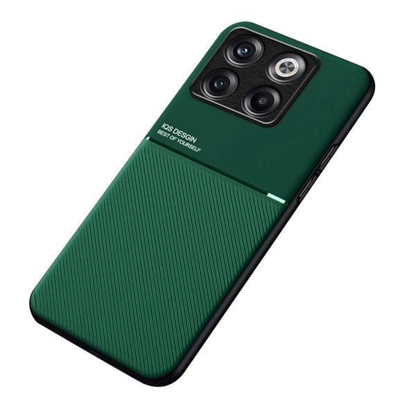 OnePlus 10T Læderbetrukket Plastik Cover - Grøn