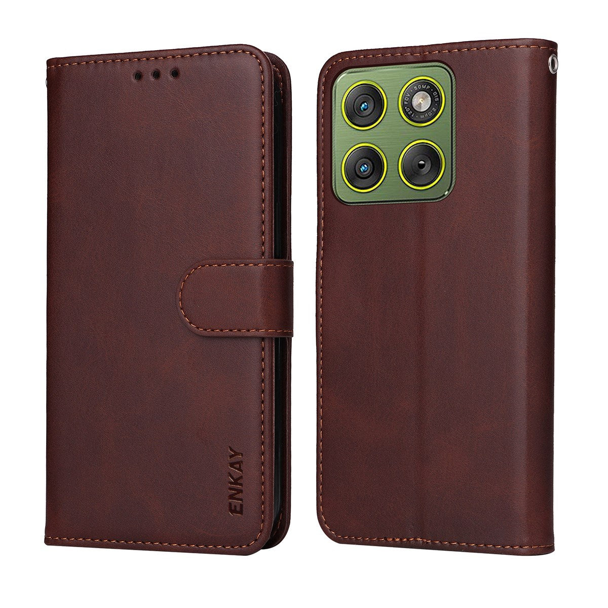 Motorola Edge 70 EIDERWOOD Kunstlæder Cover m. Skærmbeskyttelse og Kortholder - Brun