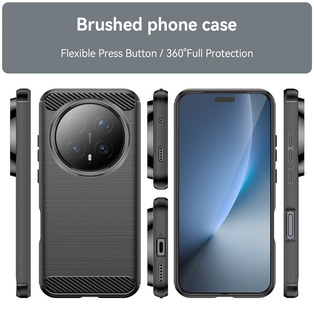 Honor Magic8 Pro EIDERWOOD Brushed Carbon Fiber Fleksibelt Plastik Cover - Sort