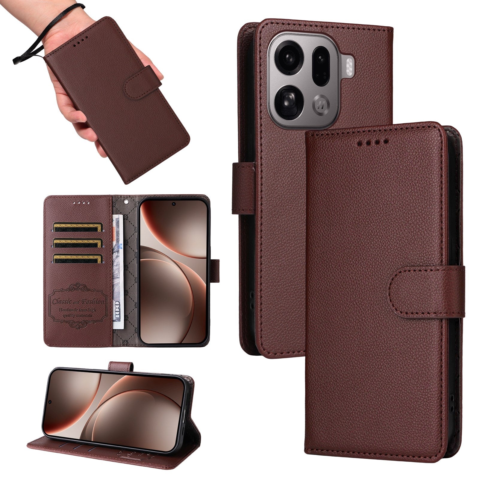 EIDERWOOD OPPO Find X9 Pro Kunstlæder Flip Cover m. Strop - Brun