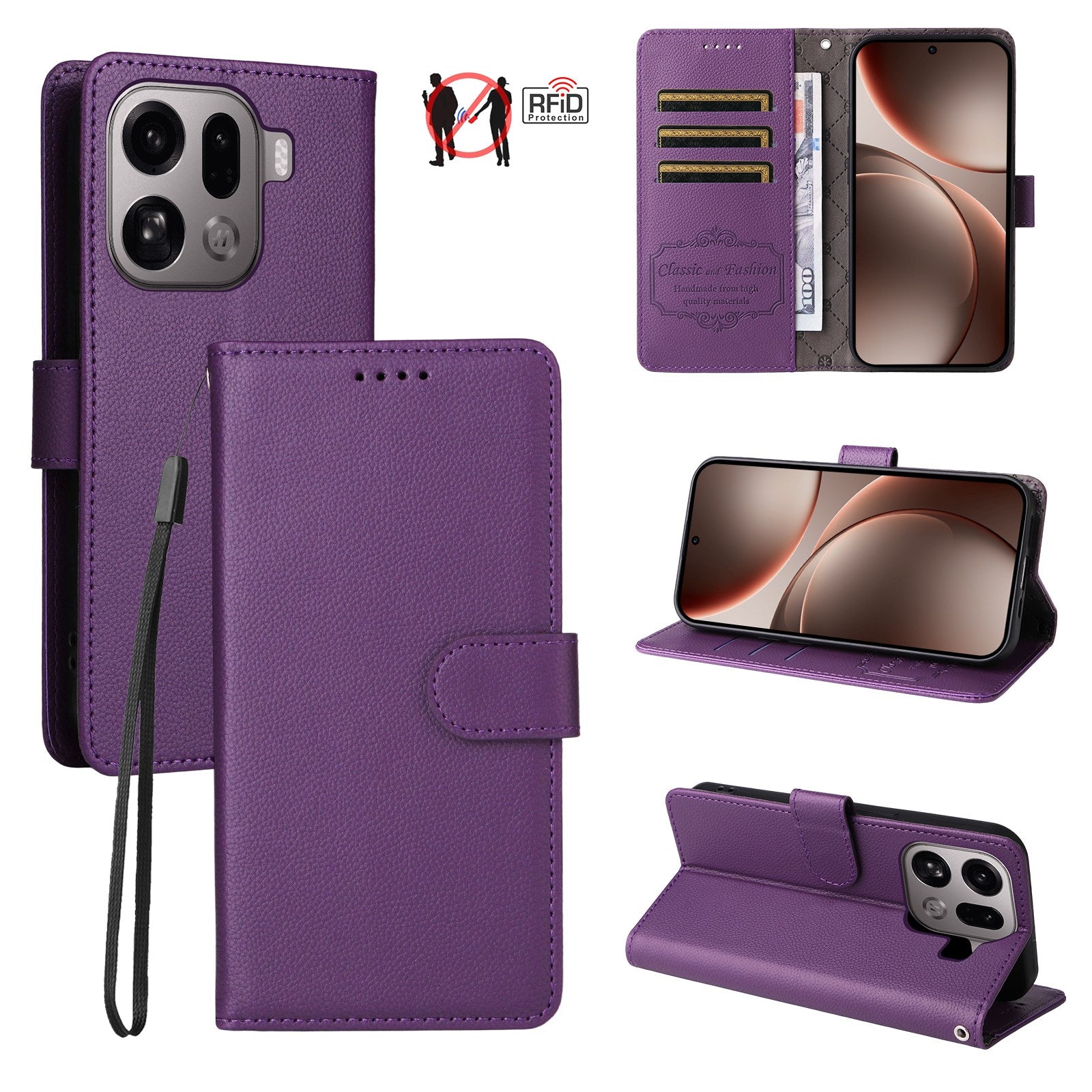 EIDERWOOD OPPO Find X9 Pro Kunstlæder Flip Cover m. Strop - Lilla