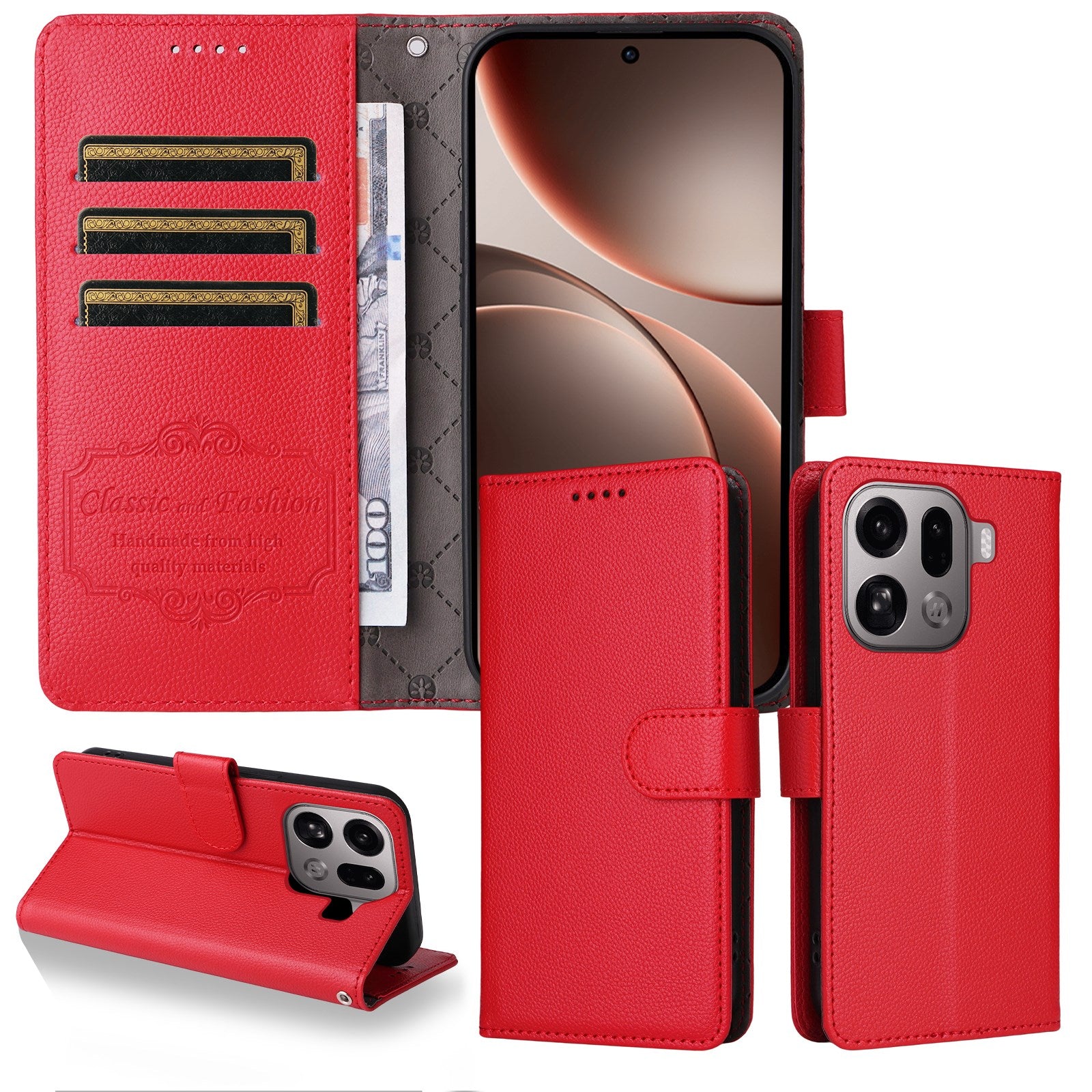 EIDERWOOD OPPO Find X9 Pro Kunstlæder Flip Cover m. Strop - Rød