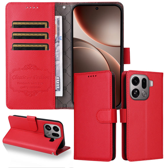 EIDERWOOD OPPO Find X9 Pro Kunstlæder Flip Cover m. Strop - Rød