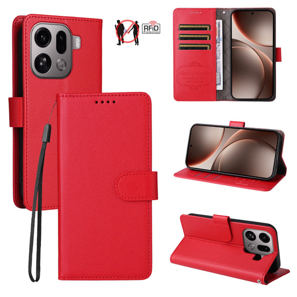 EIDERWOOD OPPO Find X9 Pro Kunstlæder Flip Cover m. Strop - Rød