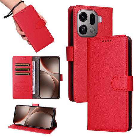 EIDERWOOD OPPO Find X9 Pro Kunstlæder Flip Cover m. Strop - Rød