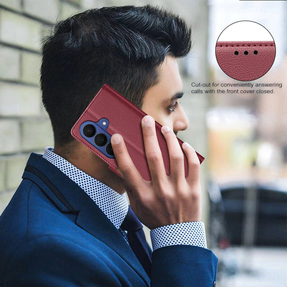 Samsung Galaxy S26+ (Plus) BINFEN Kunstlæder Flip Cover m. RFID Blokering - Rød
