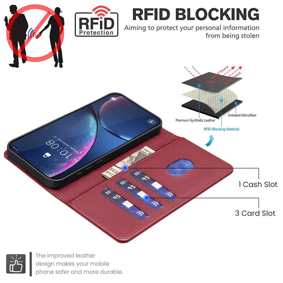 Samsung Galaxy S26+ (Plus) BINFEN Kunstlæder Flip Cover m. RFID Blokering - Rød