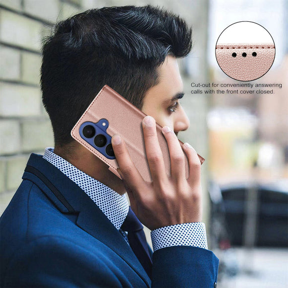 Samsung Galaxy S26+ (Plus) BINFEN Kunstlæder Flip Cover m. RFID Blokering - Rose Gold