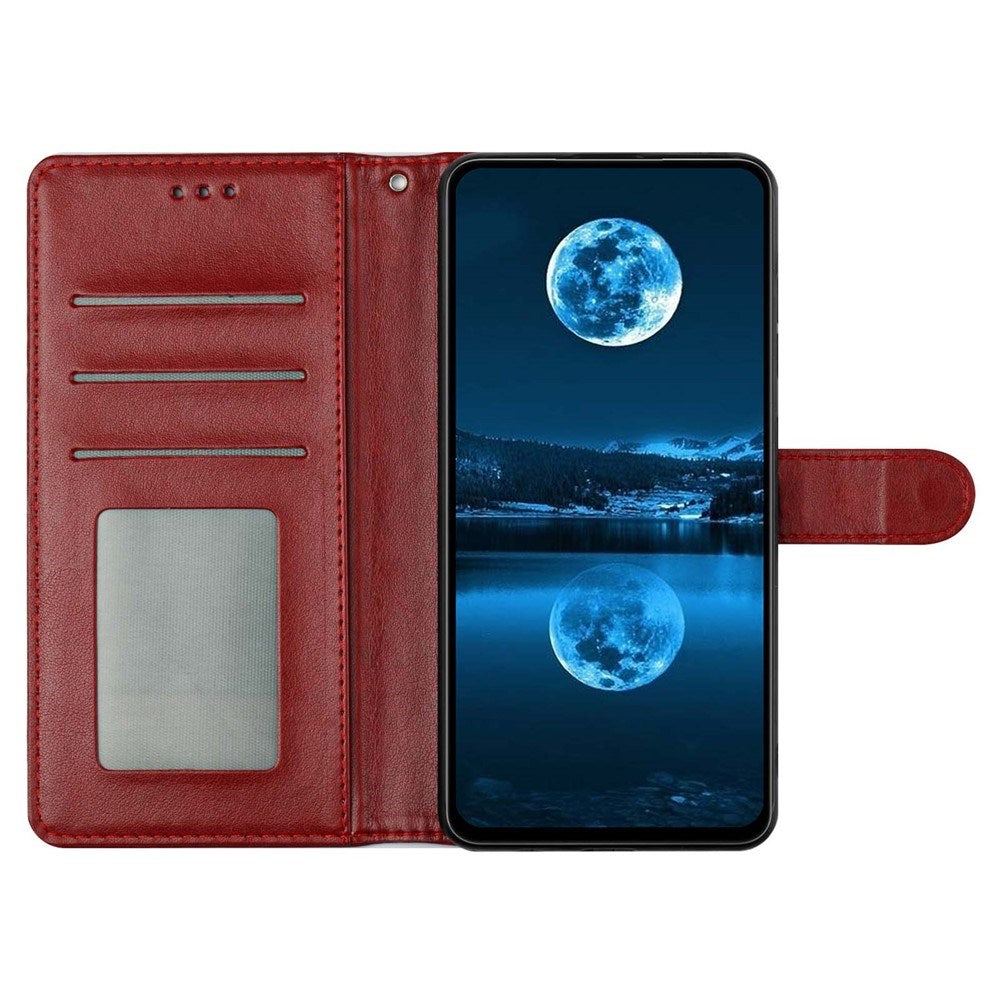 Samsung Galaxy A27 EIDERWOOD Kunstlæder Flip Cover m. Strop - Mørkerød