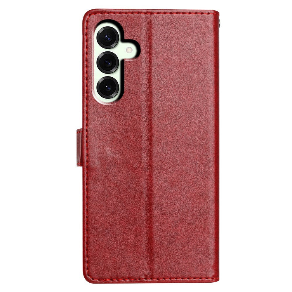 Samsung Galaxy A27 EIDERWOOD Kunstlæder Flip Cover m. Strop - Mørkerød