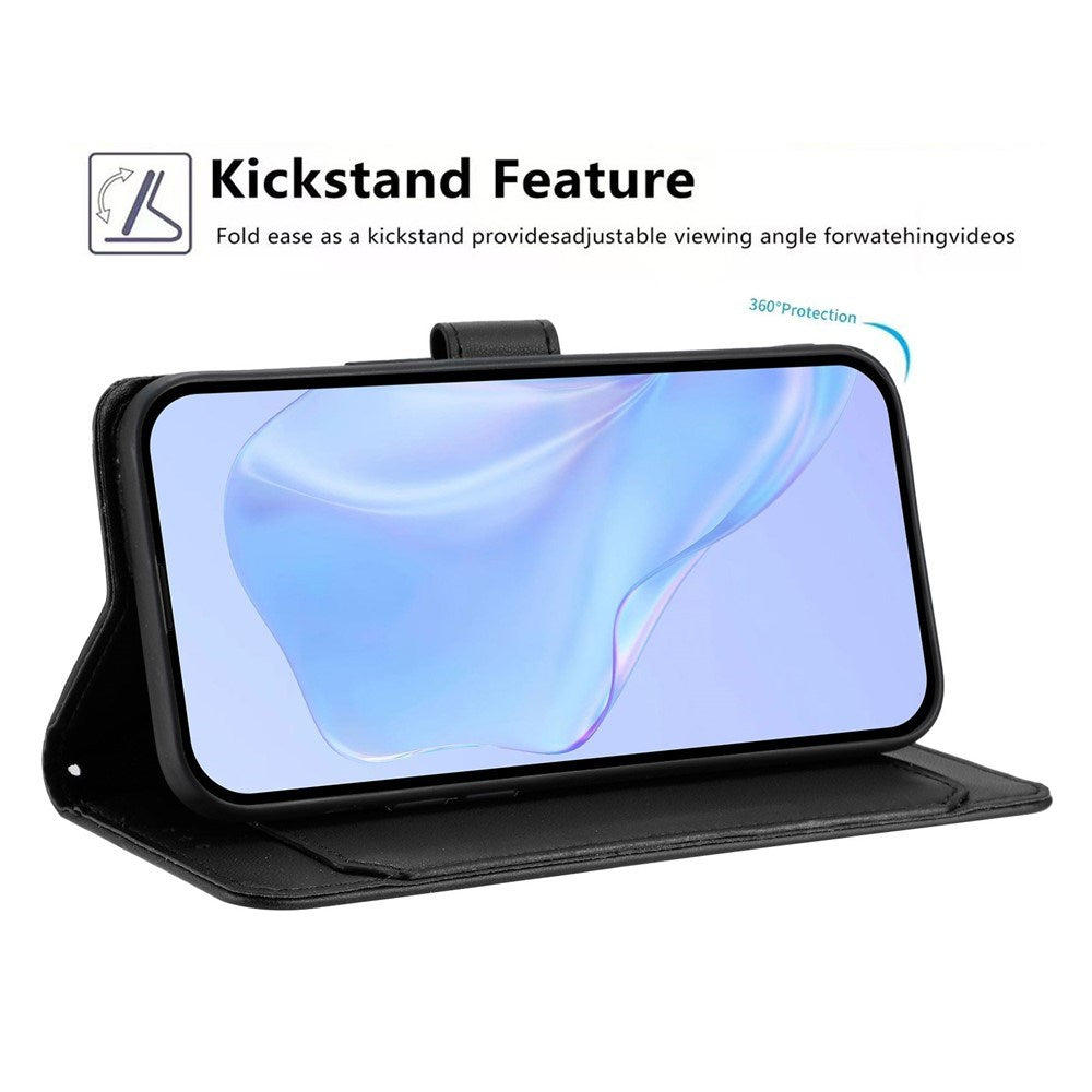 Google Pixel 10a EIDERWOOD Kunstlæder Flip Cover m. Strop & Udfoldelig Kortholder - Sort