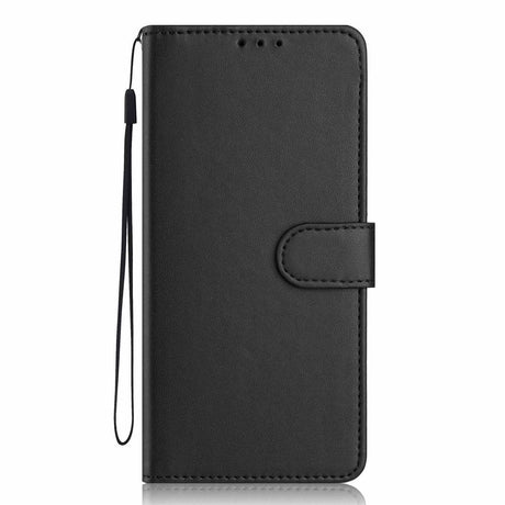 Google Pixel 10a EIDERWOOD Kunstlæder Flip Cover m. Strop & Udfoldelig Kortholder - Sort