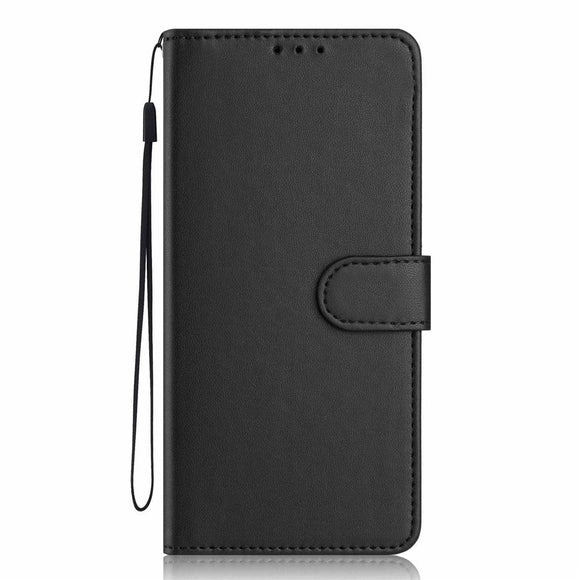 Google Pixel 10a EIDERWOOD Kunstlæder Flip Cover m. Strop & Udfoldelig Kortholder - Sort