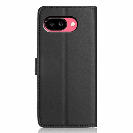 Google Pixel 10a EIDERWOOD Kunstlæder Flip Cover m. Strop & Udfoldelig Kortholder - Sort
