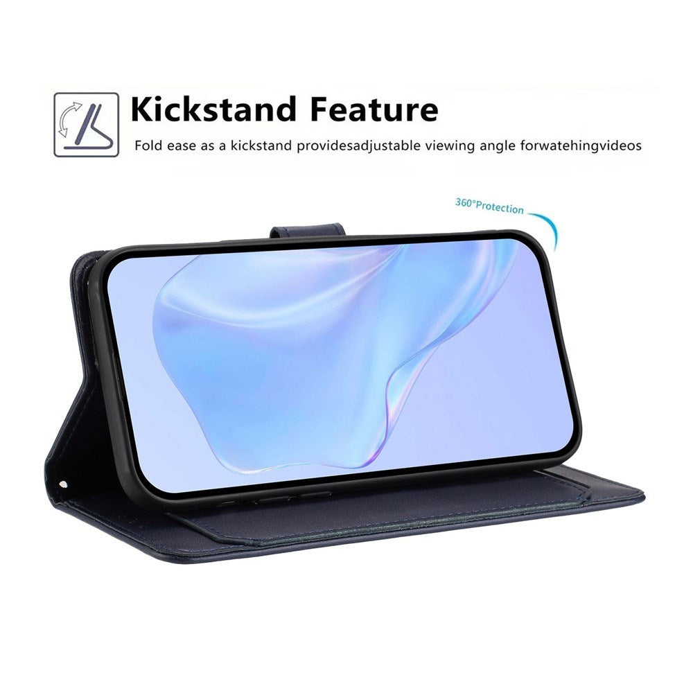 Google Pixel 10a EIDERWOOD Kunstlæder Flip Cover m. Strop & Udfoldelig Kortholder - Blå