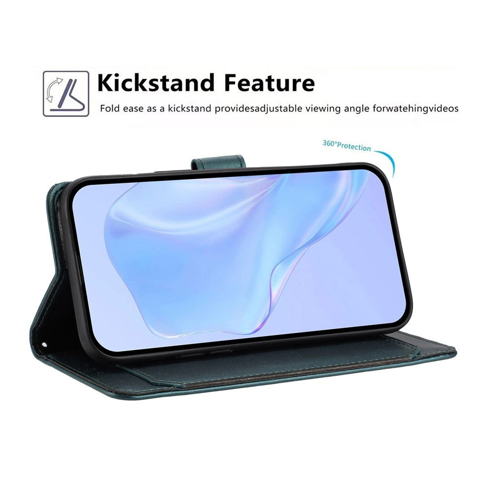 Google Pixel 10a EIDERWOOD Kunstlæder Flip Cover m. Strop & Udfoldelig Kortholder - Grøn