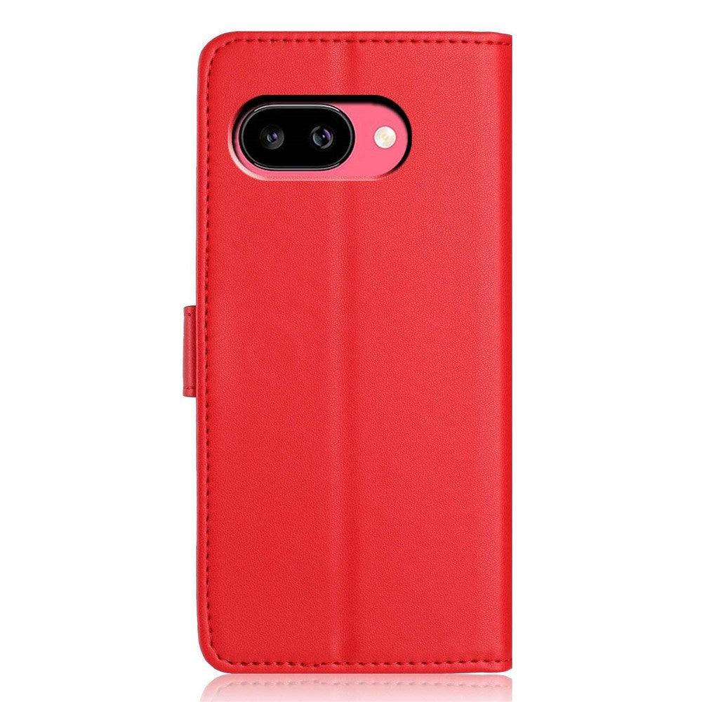 Google Pixel 10a EIDERWOOD Kunstlæder Flip Cover m. Strop & Udfoldelig Kortholder - Rød