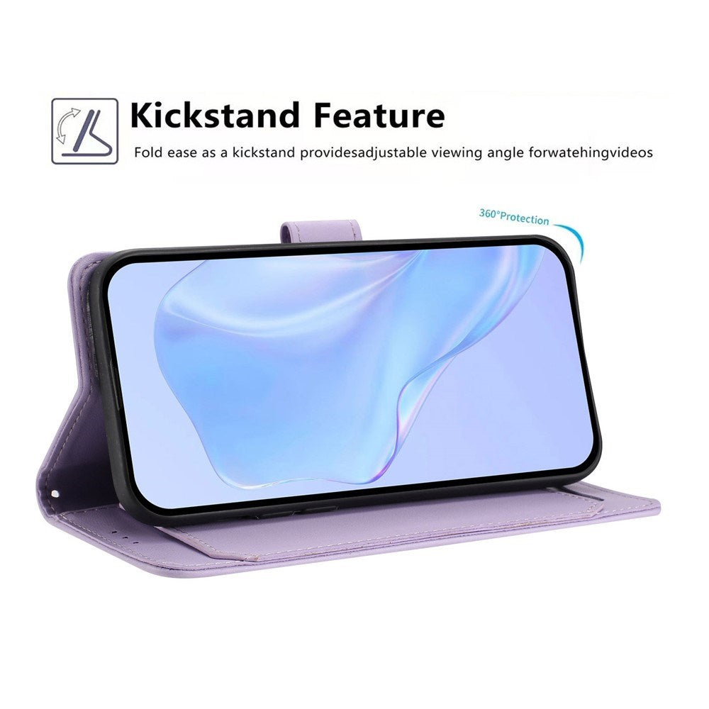 Google Pixel 10a EIDERWOOD Kunstlæder Flip Cover m. Strop & Udfoldelig Kortholder - Lilla