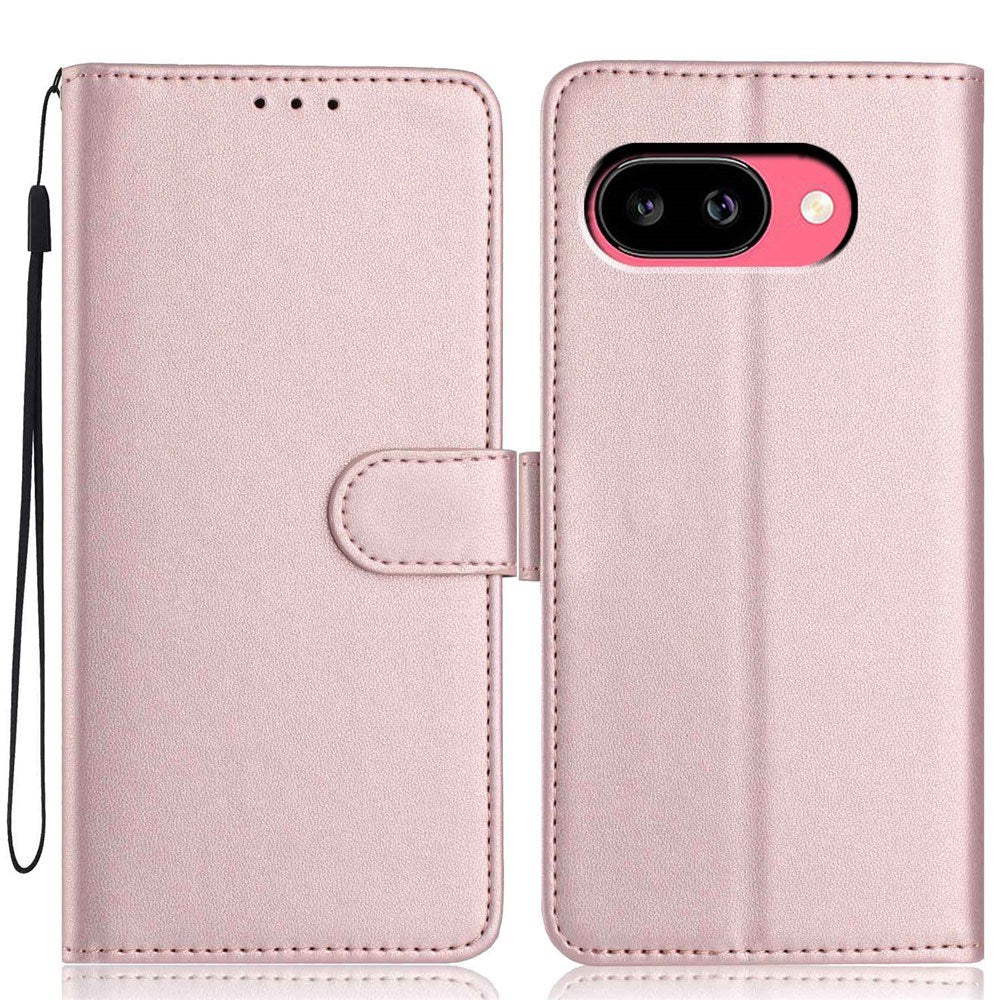 Google Pixel 10a EIDERWOOD Kunstlæder Flip Cover m. Strop & Udfoldelig Kortholder - Rose Gold
