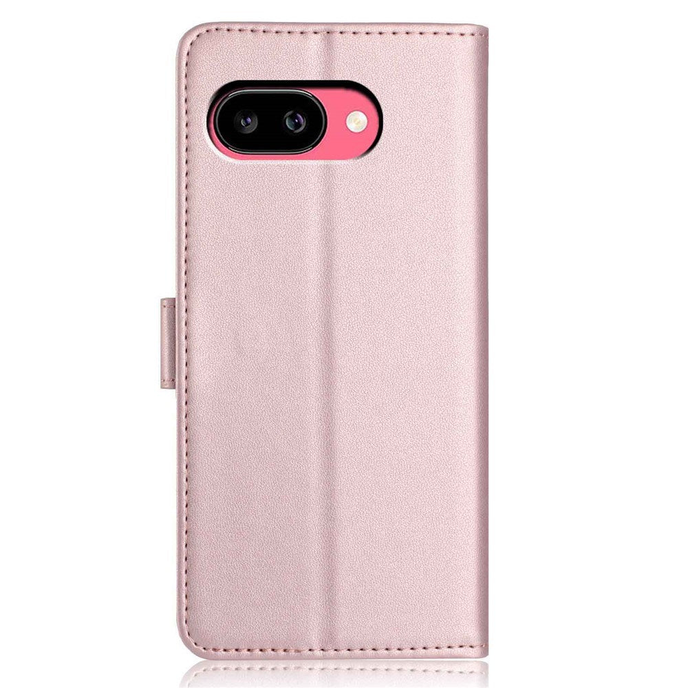 Google Pixel 10a EIDERWOOD Kunstlæder Flip Cover m. Strop & Udfoldelig Kortholder - Rose Gold