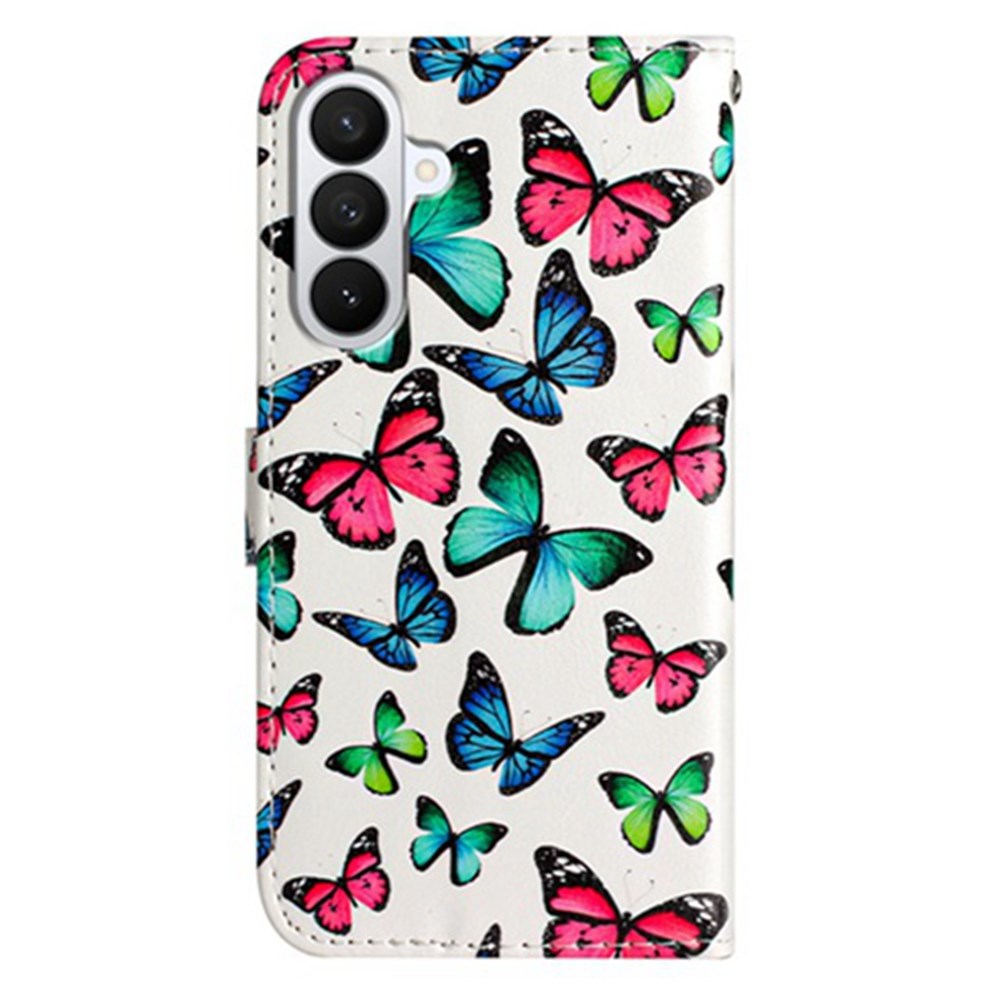 Samsung Galaxy A57 EIDERWOOD Kunstlæder Flip Cover m. Mønster & Strop - Sommerfugle