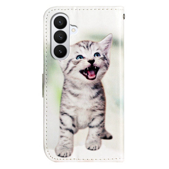 Samsung Galaxy A57 EIDERWOOD Kunstlæder Flip Cover m. Mønster & Strop - Kat