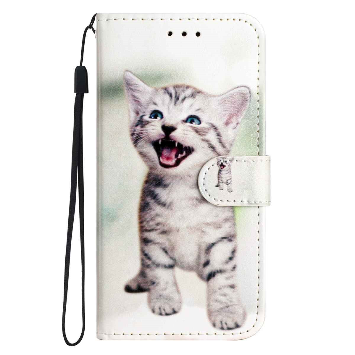 Samsung Galaxy A57 EIDERWOOD Kunstlæder Flip Cover m. Mønster & Strop - Kat