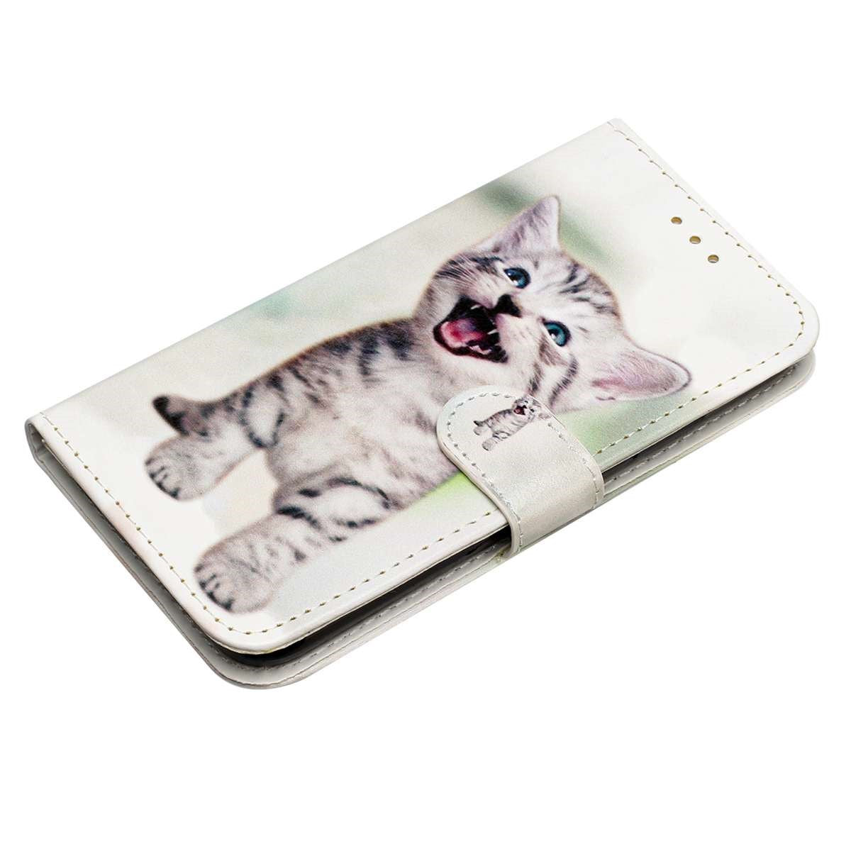 Samsung Galaxy A57 EIDERWOOD Kunstlæder Flip Cover m. Mønster & Strop - Kat
