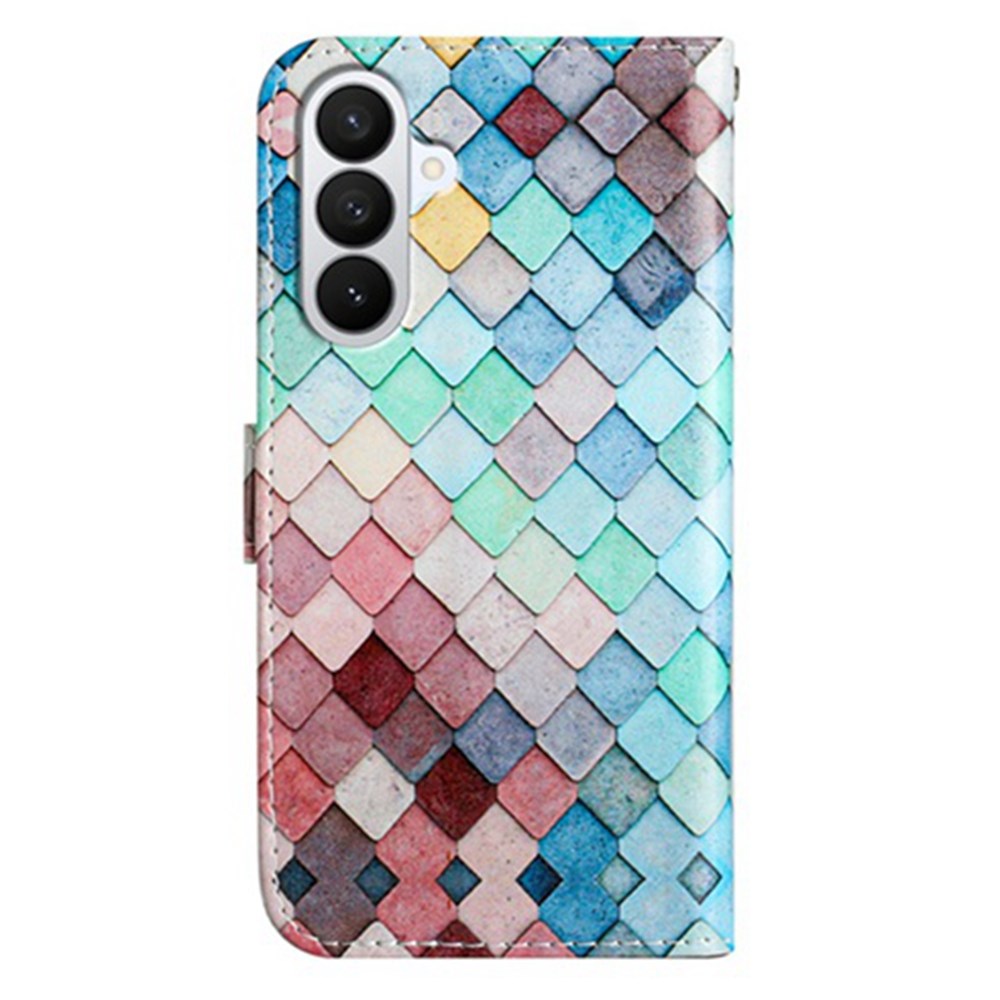Samsung Galaxy A57 EIDERWOOD Kunstlæder Flip Cover m. Mønster & Strop - Gitter