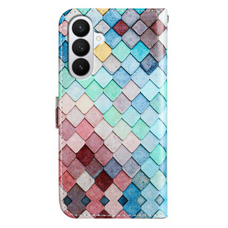 Samsung Galaxy A57 EIDERWOOD Kunstlæder Flip Cover m. Mønster & Strop - Gitter