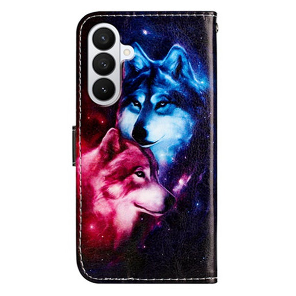 Samsung Galaxy A57 EIDERWOOD Kunstlæder Flip Cover m. Mønster & Strop - Ulve