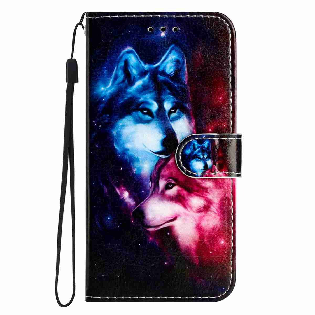 Samsung Galaxy A57 EIDERWOOD Kunstlæder Flip Cover m. Mønster & Strop - Ulve