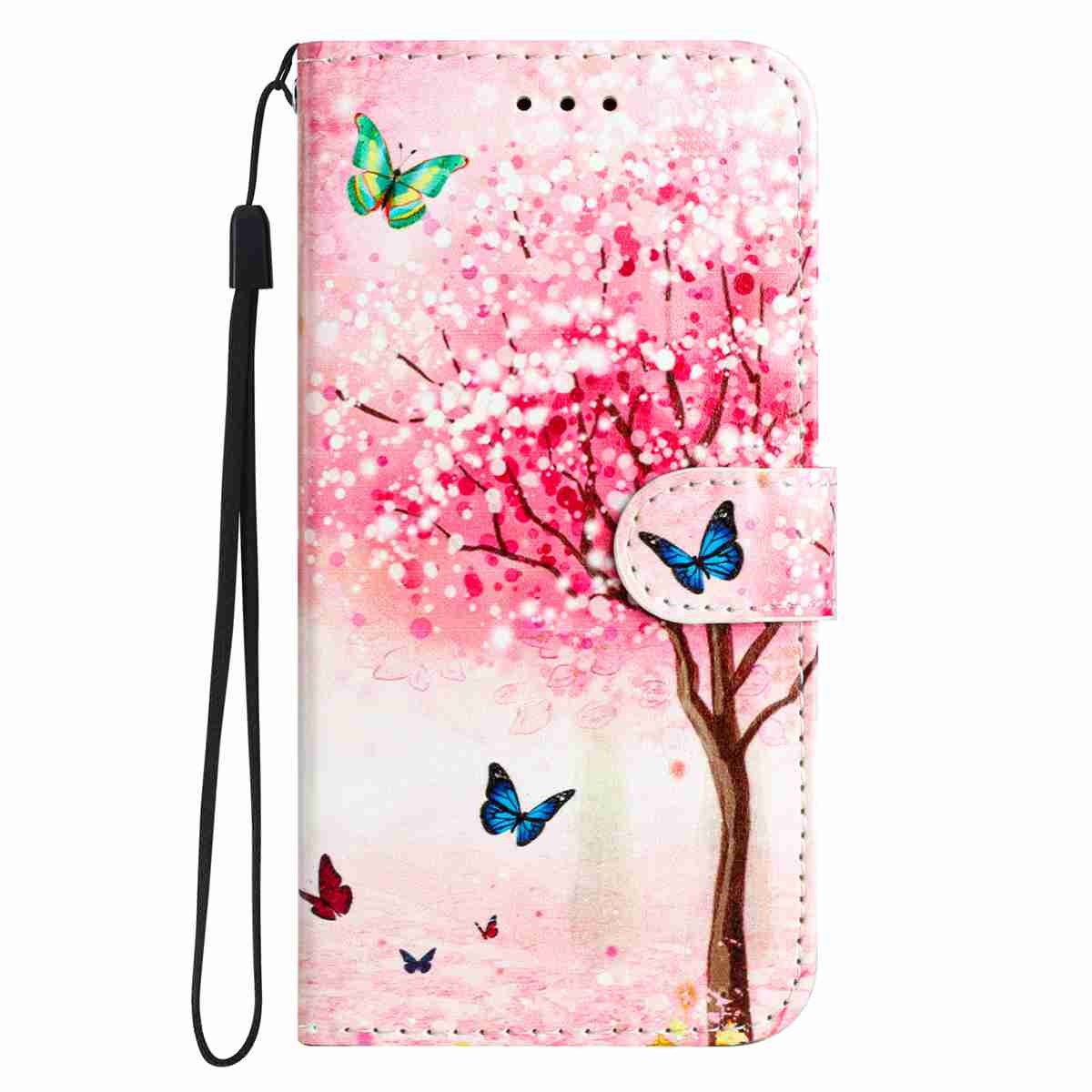 Samsung Galaxy A57 EIDERWOOD Kunstlæder Flip Cover m. Mønster & Strop - Kirsebærtræ